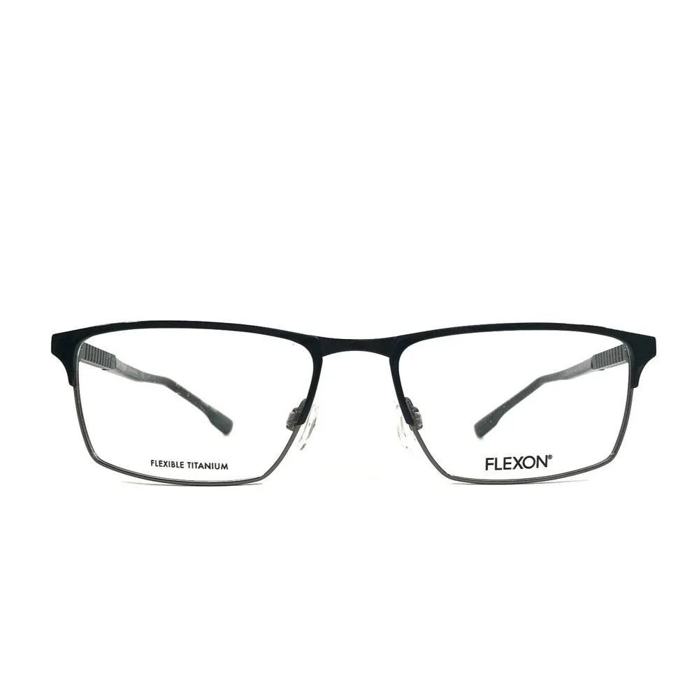 Flexon Eyeglasses Frames E1014 430 Blue Gray Rectangle Full Rim 54-17-140